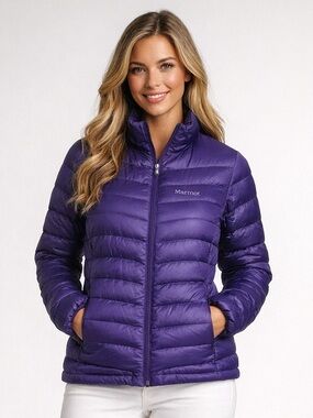 Marmot Jena Lightweight Packable 700 Fill Down Puffer Coat Purple Size XS